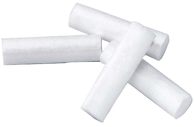 Luna Watterollen Gr. 4, Nahaufnahme von vier weißen Zahnwatterollen.