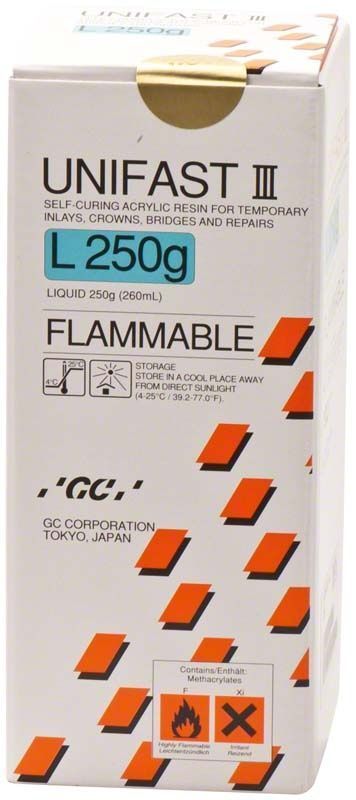 Verpackung der Unifast III Flüssigkeit 250g mit Warnhinweisen.