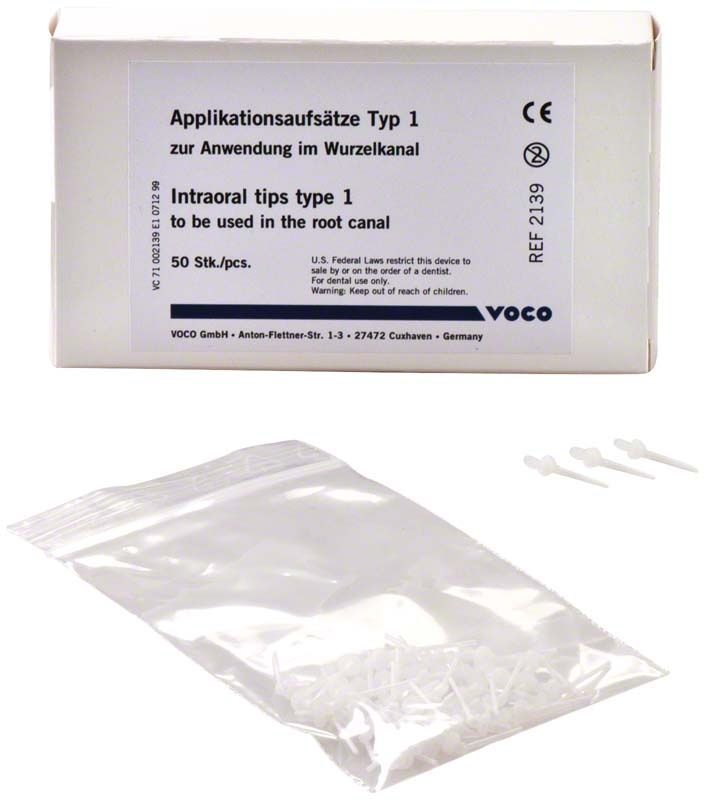 Applikationsaufsätze Typ 1 für die präzise Anwendung im Wurzelkanal.
