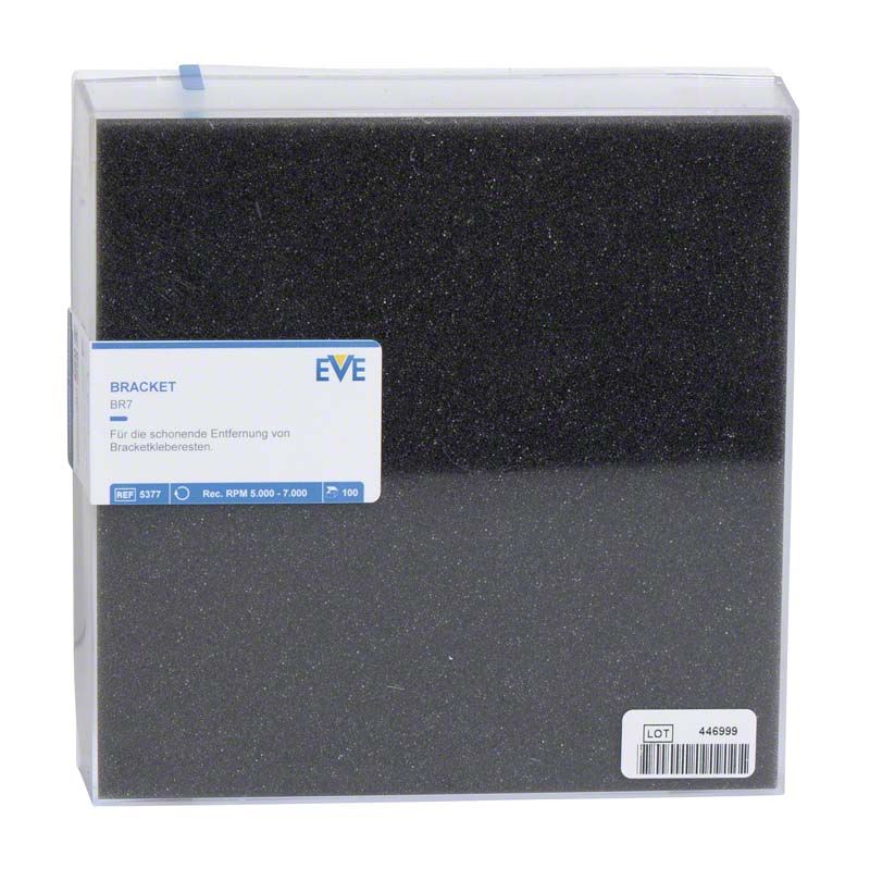 Verpackung des EVE BRACKET Polierers RA BR7 mit Etikett und Produktinformationen.
