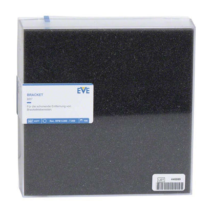 Verpackung des EVE BRACKET Polierers RA BR7 mit Etikett und Produktinformationen.