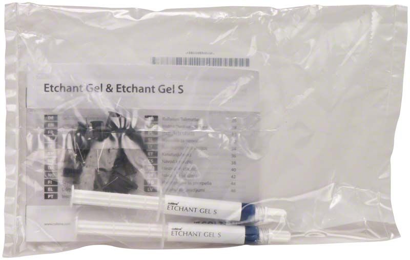 Etchant Gel S Kit Spritzen in transparenter Verpackung.