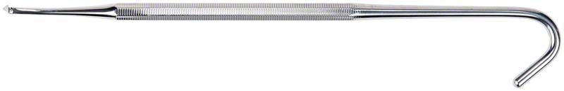 Dentalinstrument Kronenabnehmer Treymann aus Metall mit geschwungenem Griff.