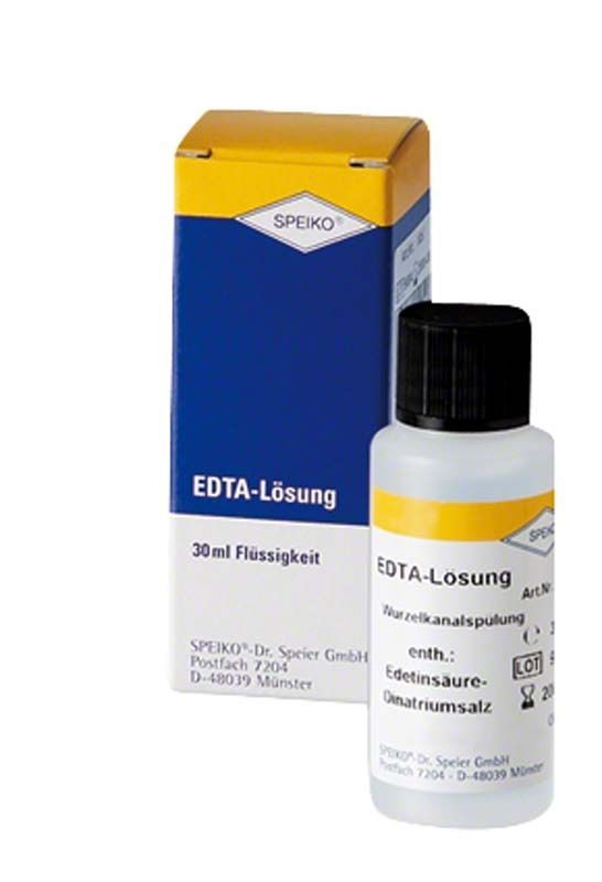 EDTA-Lösung Flasche 30ml mit gelbem Etikett und Speiko-Logo.
