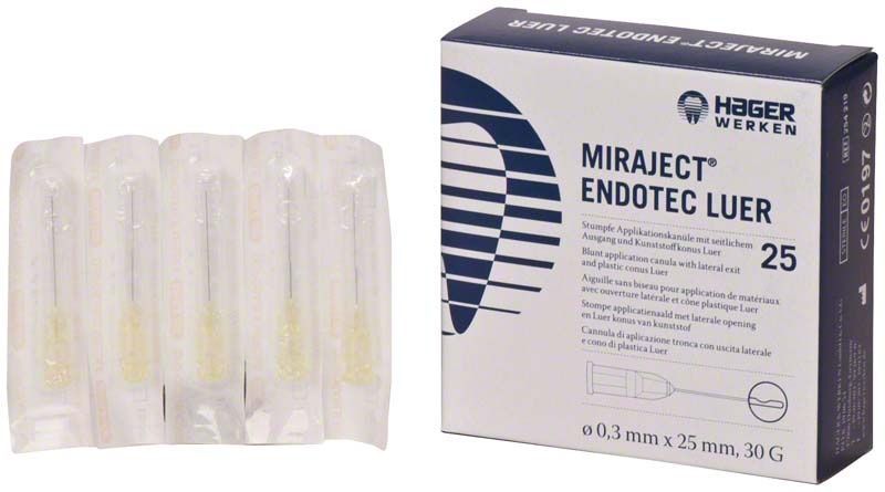Miraject Endotec Luer Kanülen 30G, 0,3 x 25mm, mit Verpackung.