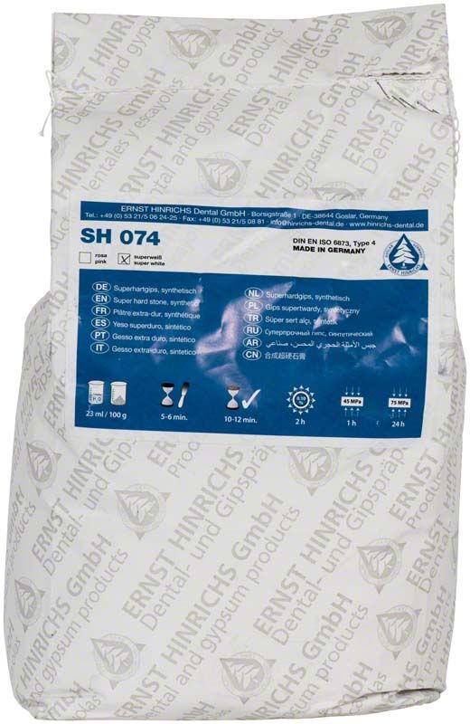SH 074 synthetischer Superhartgips 5 kg in weißer Verpackung.