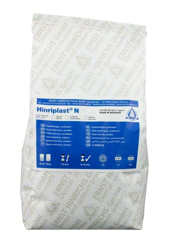 Hinriplast® N elfenbein 5kg Beutel mit blauer Produktetikettierung.