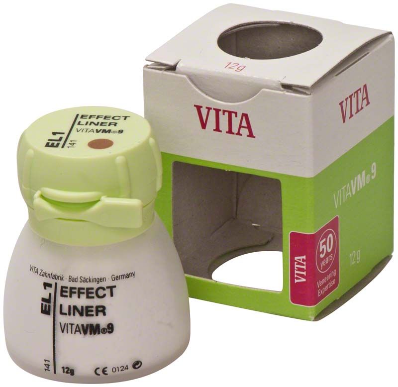 VITA VM9 Effect Liner EL1 mit Verpackung, 12g Keramikmaterial.
