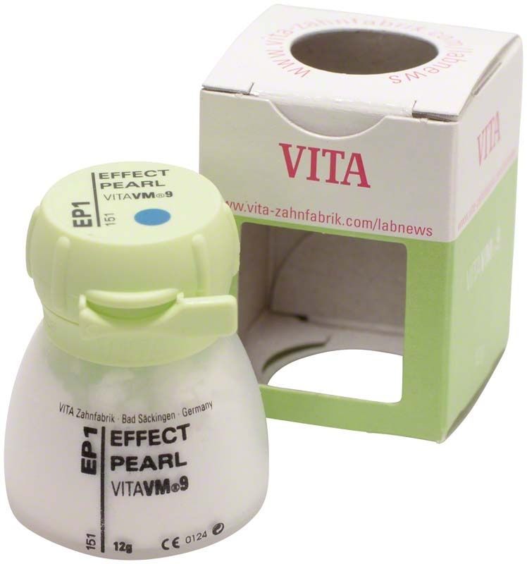 VM9 Effect Pearl 12g EP1 in weißer Verpackung mit grünem Deckel.