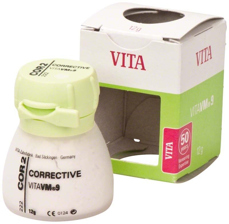VITA VM9 Corrective 12g mit geöffneter Verpackung im Hintergrund.
