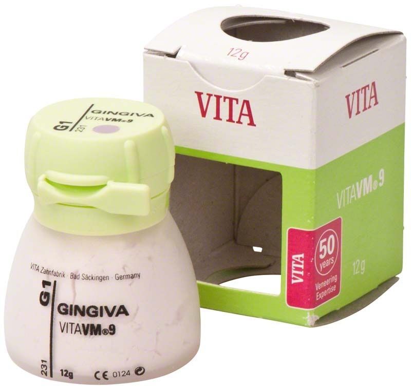 VM9 Gingiva 12g G1 Keramikpulver mit Verpackung.