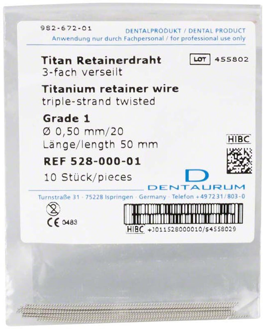 Image of Titan Retainerdraht Grade 1 Ø 0,50mm / 20 - Länge 50mm