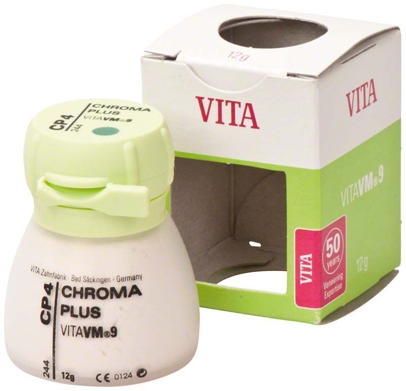 Dose VM9 Chroma Plus 12g CP4 mit Verpackung im Hintergrund.