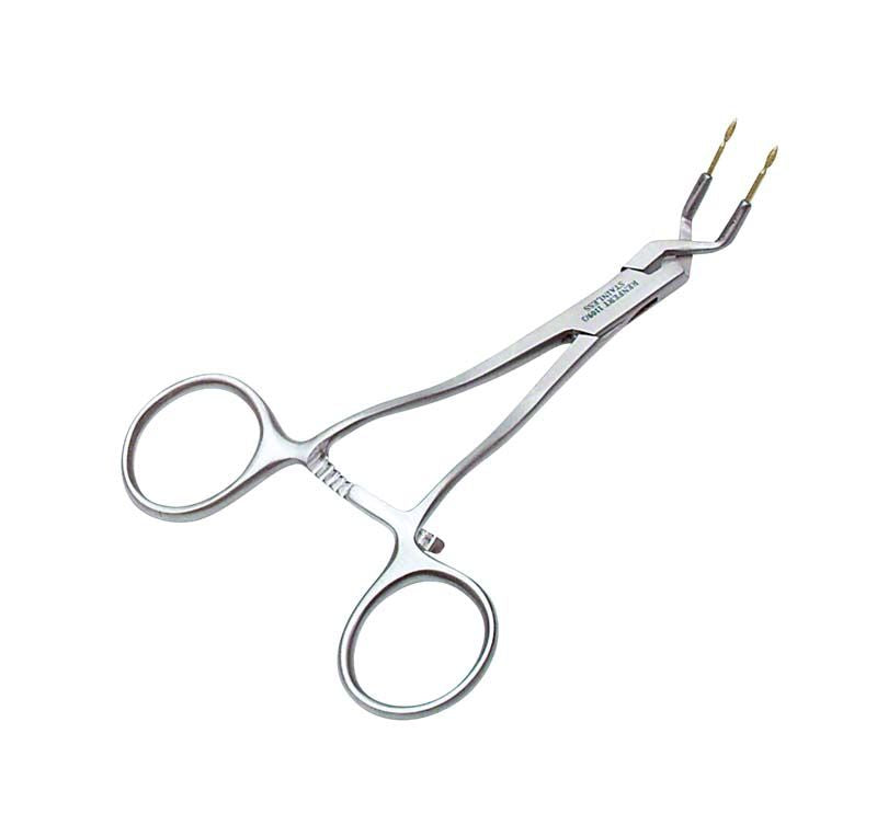 Keramogrip gebogen, chirurgisches Instrument mit gebogener Spitze und Fingergriffen.