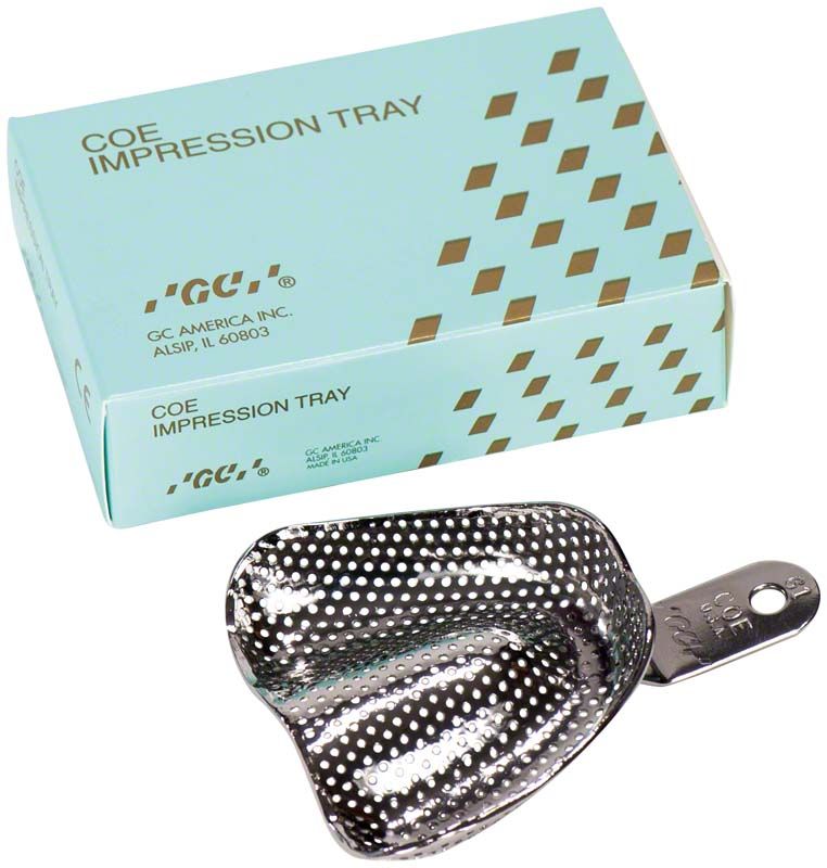 Metall-Löffel für Abdrücke, unbezahnt, Größe extra groß, vor Verpackung.