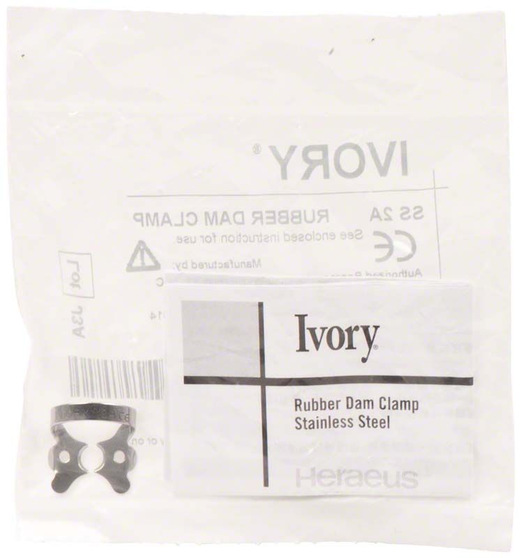 Ivory Kofferdamklammer SS 2A in Verpackung aus Edelstahl.