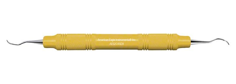 Amerikanischer Eagle Scaler 2045D mit gelbem Griff und gebogenen Enden.