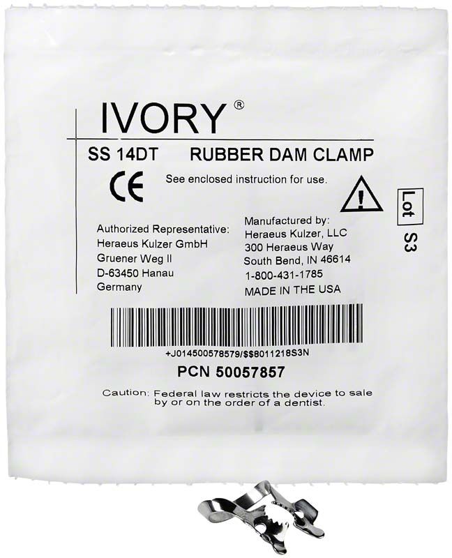 Ivory® Kofferdamklammer Figur SS 26 für kleine UK Molaren.