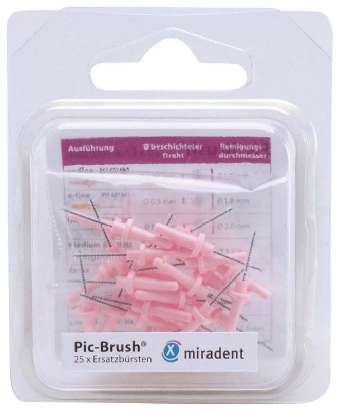 Pic-Brush® Ersatzbürsten 25er pink xx-fine in Kunststoffverpackung.