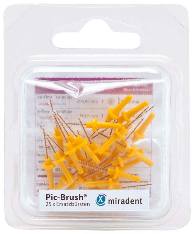 Pic-Brush® Ersatzbürsten 25er gelb x-fine in Kunststoffverpackung.