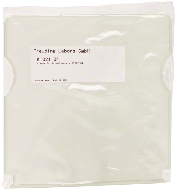 Klappe für Arbeitsschalen in eisgrüner Farbe, verpackt in Kunststoffhülle.