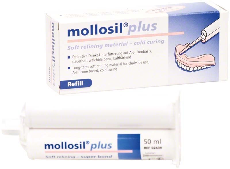 mollosil® plus Automix 1 Refill-Pack mit Kartusche und Verpackung.