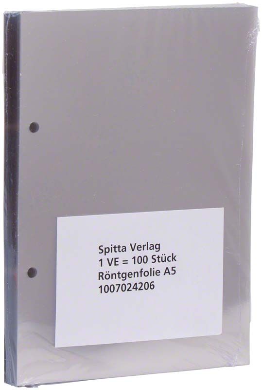Röntgenfolie A5 mit Abheftlochung, verpackt in transparenter Folie.