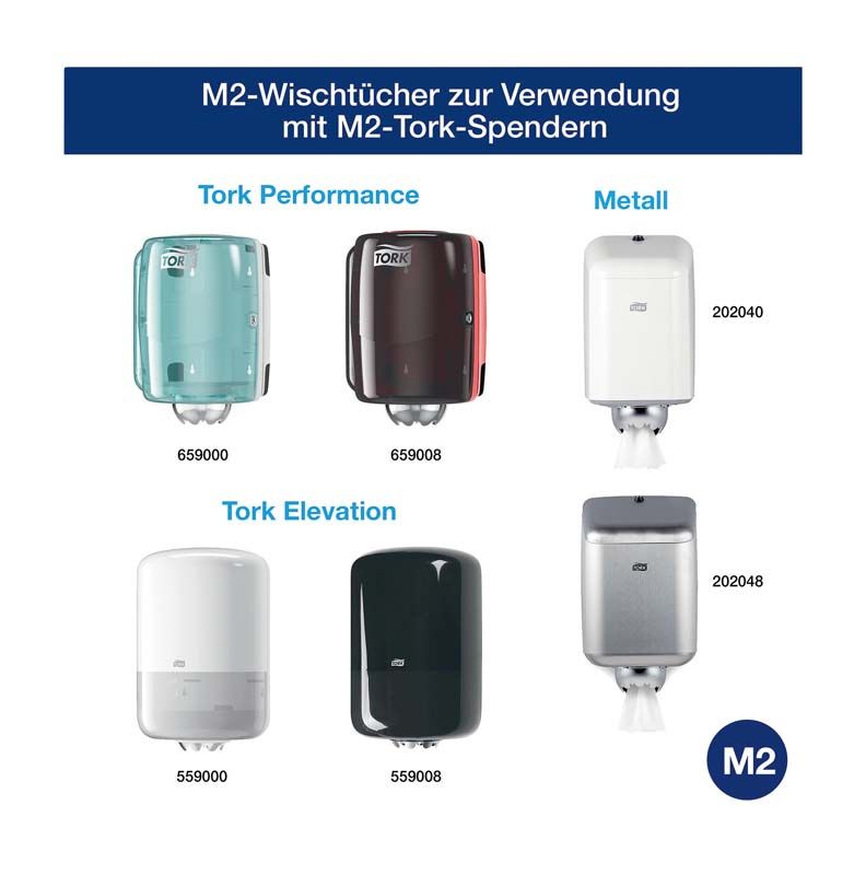 M2-Wischtuchspender in verschiedenen Ausführungen für Tork Papierwischtücher.