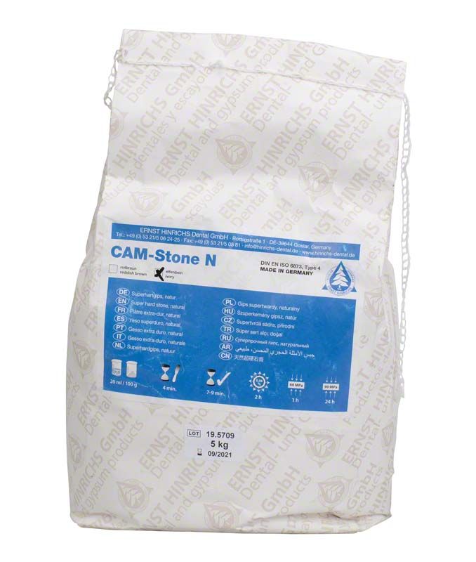 CAM-Stone N elfenbein 5kg Beutel mit blauem Etikett und Produktinformationen.