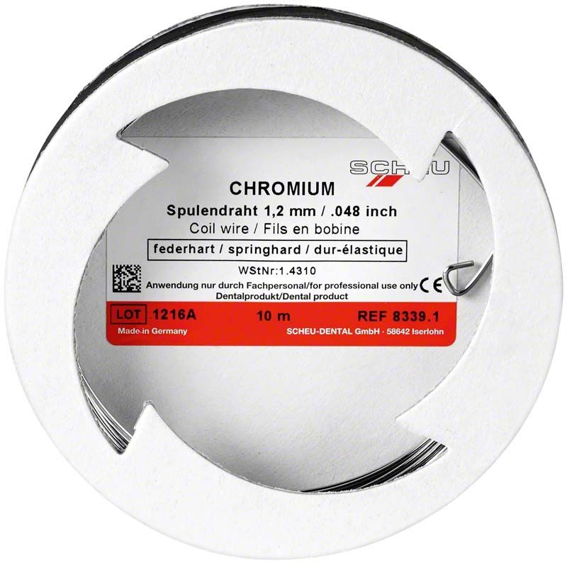 CHROMIUM Spulendraht federhart 1,2mm x 10m in runder Verpackung.