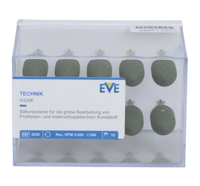Prothesenpolierer EVE TECHNIK 10er H330K in transparenter Verpackung.
