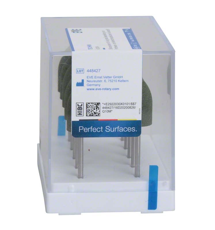 Prothesenpolierer EVE TECHNIK 10er H330K in Verpackung mit Sichtfenster.