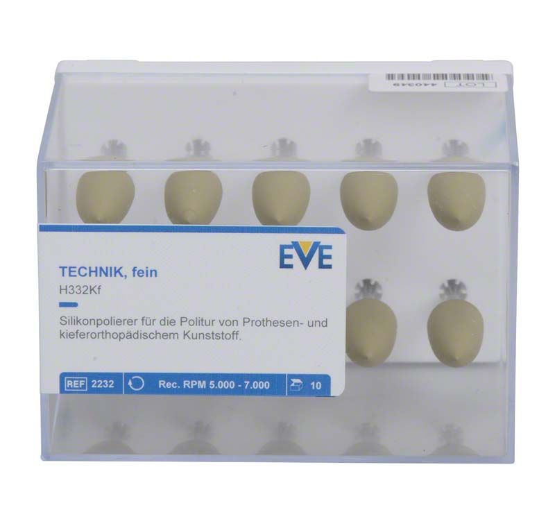 Silikonpolierer-Set mit beigen Spitzen in transparenter Verpackung.