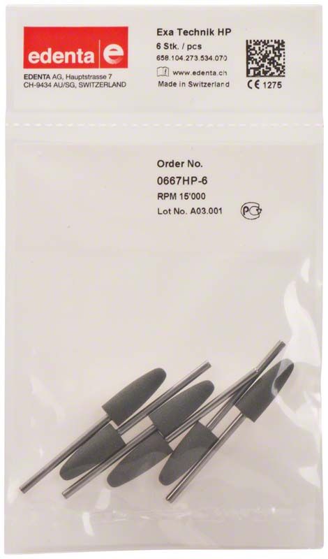 Exa Technique grau 6er Spitze Polierer für Kunststoffe in Verpackung.