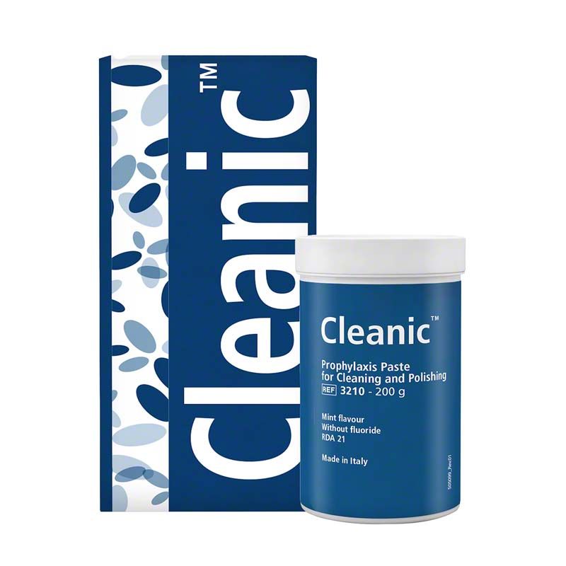 Cleanic™ Prophy-Paste Fluoridfrei Patrone in blauer Verpackung.