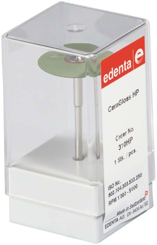 CeraGloss grün Scheibe dünn HP in transparenter Verpackung.