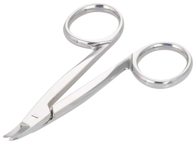 Kronenschere gebogen für den Zervikalrand aus Edelstahl.