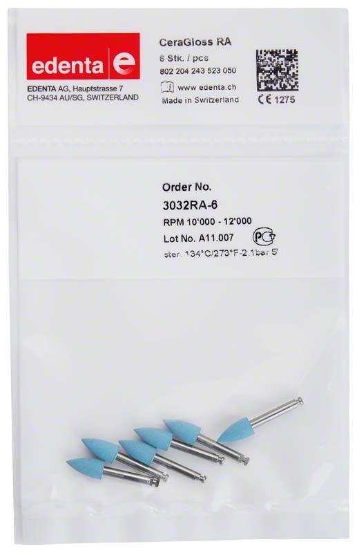 CeraGloss blau Flamme Keramikpolierer im Originalverpackung für Dentaltechnik.