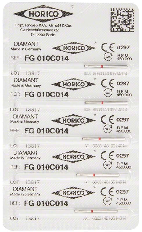 Verpackung von Horico Diamant FG 010C 014 mit QR-Code und Seriennummer.