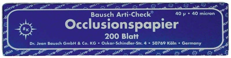Blaues Arti-Check® Occlusionspapier 40µ Packung mit 200 Blatt.