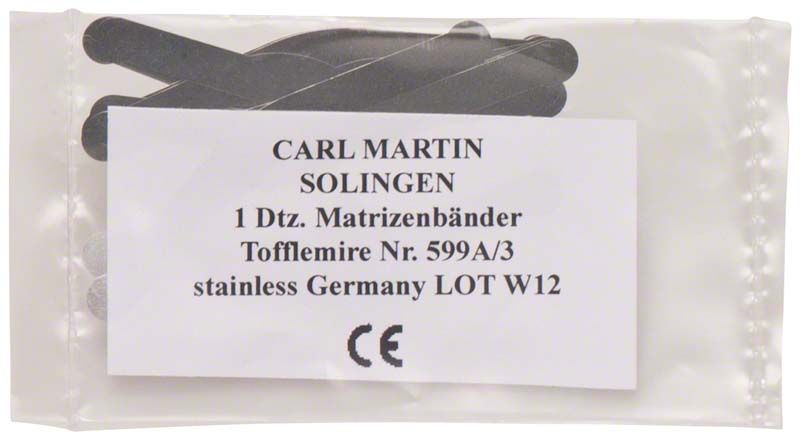 Matrizenbänder Tofflemire Figur 3 von Carl Martin in Verpackung.
