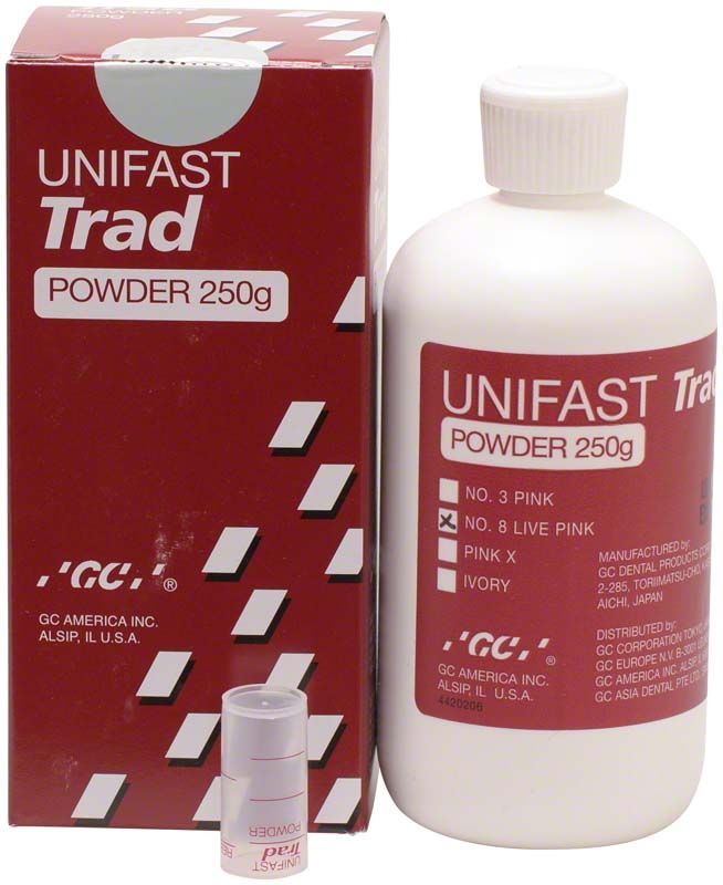 Unifast TRAD Pulver live pink N 8 Flasche und Verpackung.