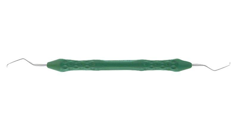 Grüne Mini-GRACEY-Kürette Figur 7/8 mit ergonomischem Griff.