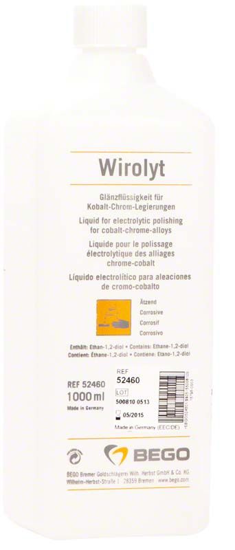 Wirolyt Glänzflüssigkeit für Kobalt-Chrom-Legierungen, 1000 ml Flasche.