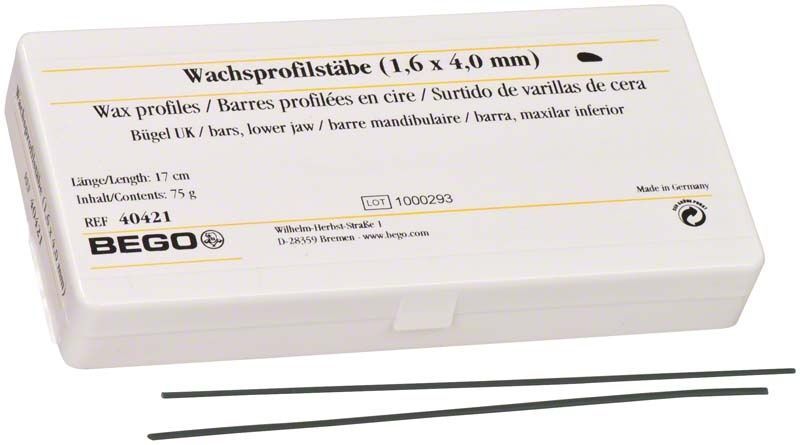 Wachsprofilstäbe von Medic-Star in weißer Verpackung, Größe 1,6 x 4,0 mm.