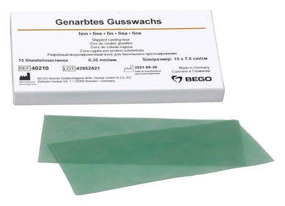 Genarbtes Gusswachs fein 0,35mm von BEGO mit Verpackung.