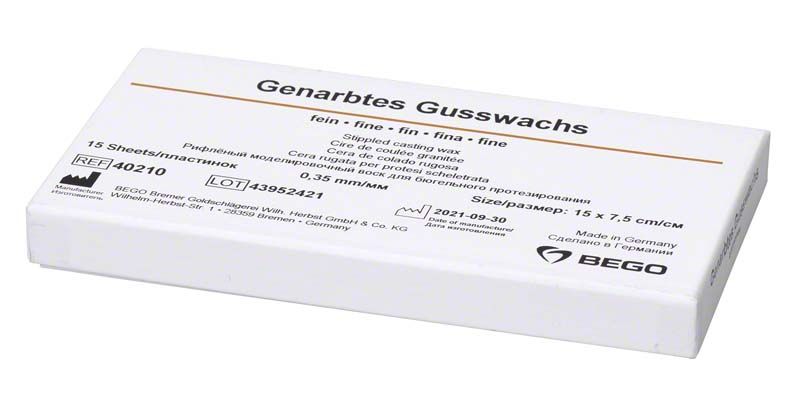 Genarbtes Gusswachs fein 0,35mm von BEGO in Originalverpackung.