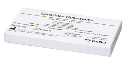 Genarbtes Gusswachs fein 0,35mm von BEGO in Originalverpackung.