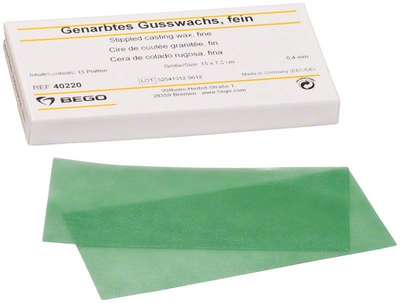 Genarbtes Gusswachs fein 0,40mm von BEGO in grüner Farbe.