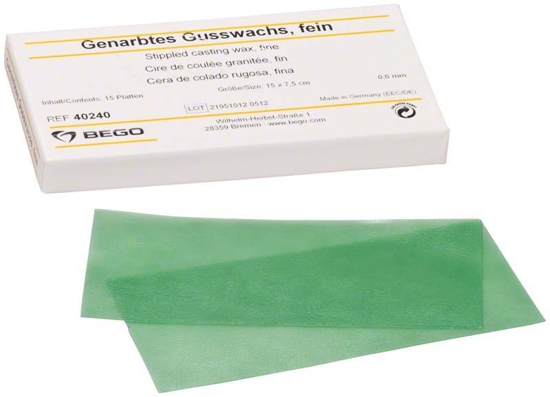 Genarbtes Gusswachs fein 0,60mm von BEGO in grüner Farbe.